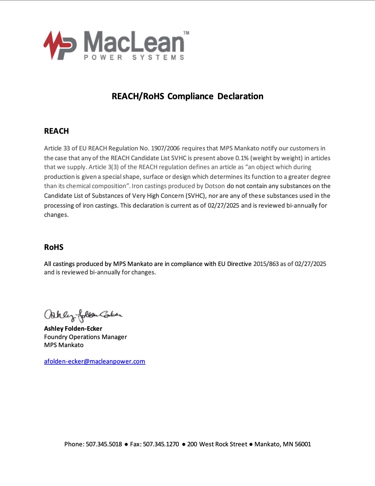 REACH RoHS cover screenshot